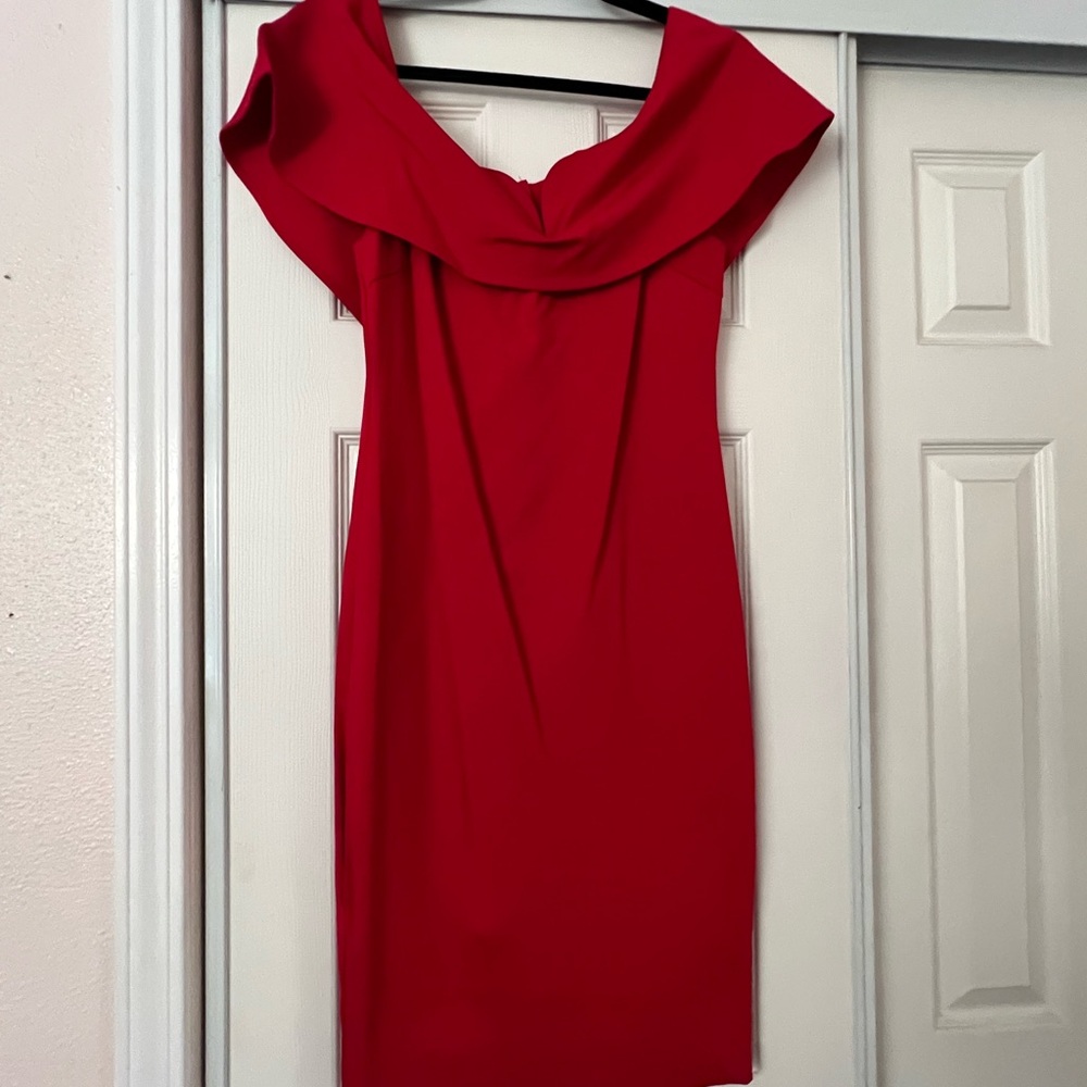 Windsor Red Sheath Mini Dress with Cowl Neck